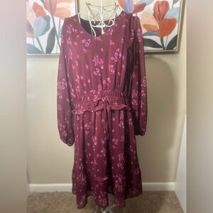 Maurices Burgundy Floral Dress